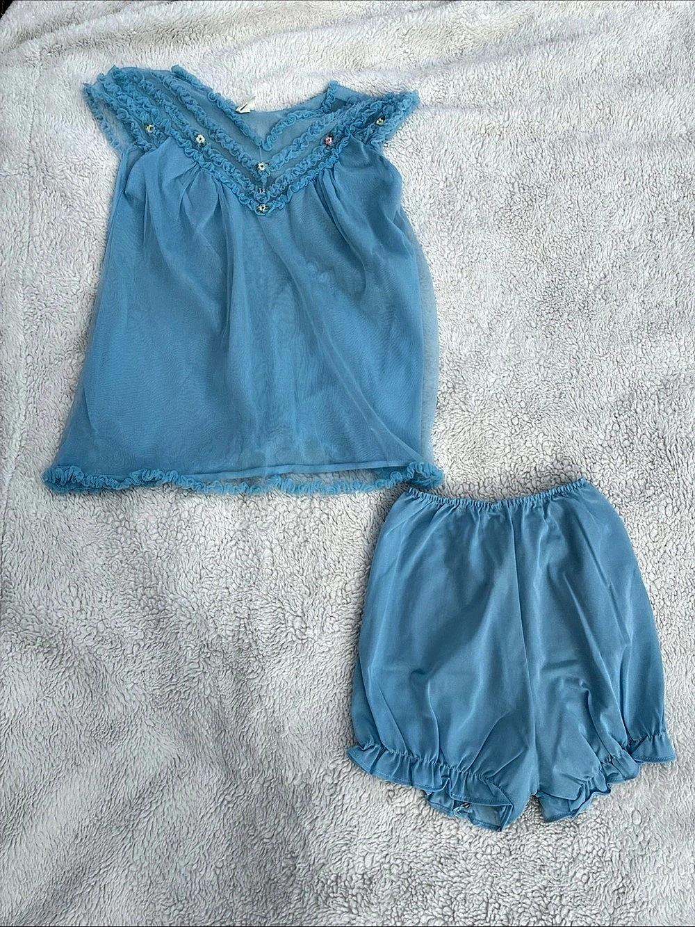 Blue Vintage Lingerie Bloomer Set size small